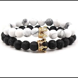 Lava Stone Bracelets set with Royal Crown